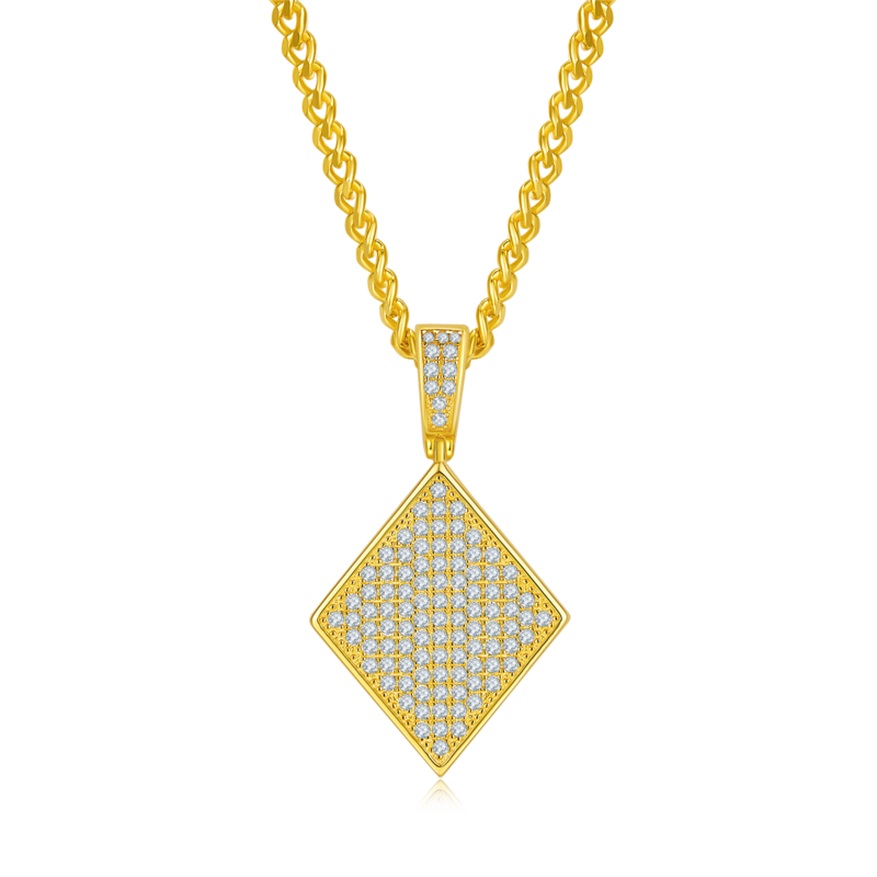 方块嘻哈NecklaceS925银PendantMoissanite厘石D级0.85ct